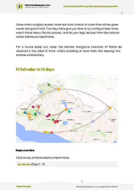 example page 4 from our offline Travel Guide for El Salvador